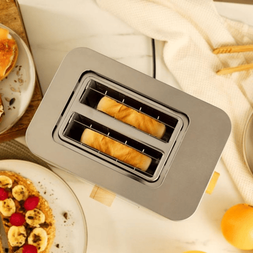 Cecotec Torradeira vertical de aço com dupla ranhura curta e ecrã tátil.