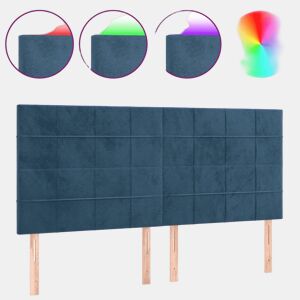 vidaXL Cabeceira cama c luzes LED veludo 160x5x118128cm azul-escuro