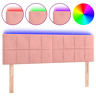 vidaXL Cabeceira de cama c luzes LED veludo 144x5x7888 cm rosa