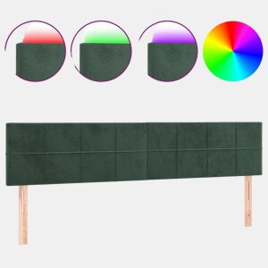 vidaXL Cabeceira de cama cluzes LED veludo 180x5x7888cm verde-escuro