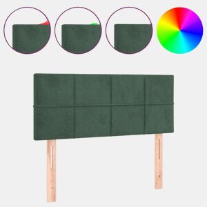 vidaXL Cabeceira de cama c luzes LED veludo 80x5x7888cm verde-escuro