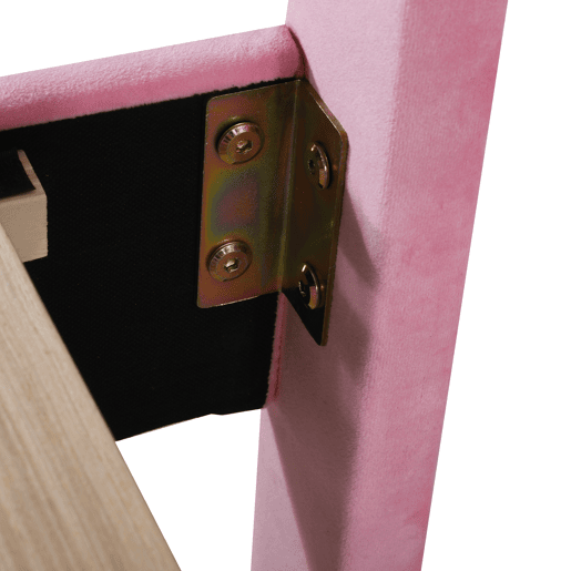 Cama individual estofada em veludo - 90x200cm - cabeceira em forma de flor - com estrado de ripas - Rosa