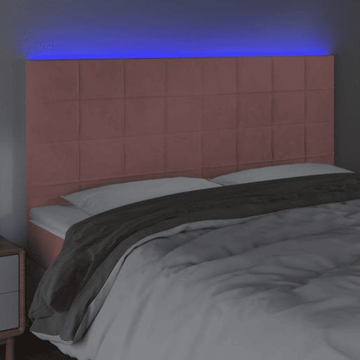 vidaXL Cabeceira de cama c luzes LED veludo 180x5x118128 cm rosa vidaXL Cabeceira de cama c luzes LED veludo 180x5x118128 cm rosa