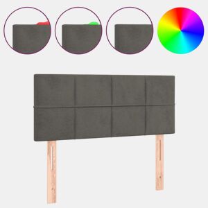 vidaXL Cabeceira de cama c luzes LED veludo 80x5x7888cm cinza-escuro