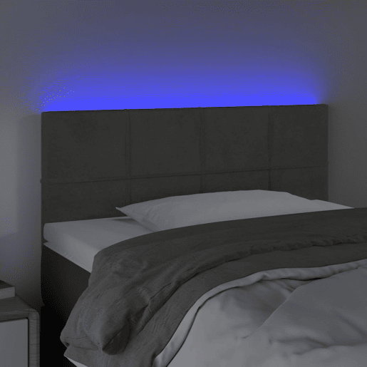 vidaXL Cabeceira de cama c luzes LED veludo 80x5x7888cm cinza-escuro vidaXL Cabeceira de cama c luzes LED veludo 80x5x7888cm cinza-escuro