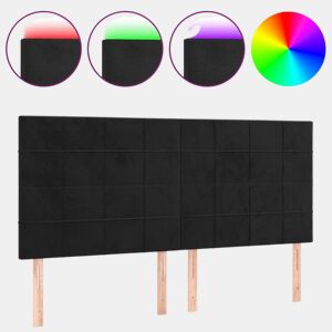 vidaXL Cabeceira de cama c luzes LED veludo 200x5x118128 cm preto