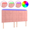 vidaXL Cabeceira de cama c luzes LED veludo 200x5x118128 cm rosa