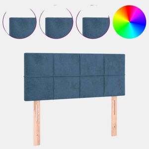 vidaXL Cabeceira de cama c luzes LED veludo 90x5x7888 cm azul-escuro