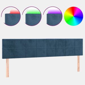 vidaXL Cabeceira de cama c luzes LED veludo 200x5x7888cm azul-escuro