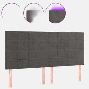 vidaXL Cabeceira de cama c LED veludo 160x5x118128 cm cinza-escuro