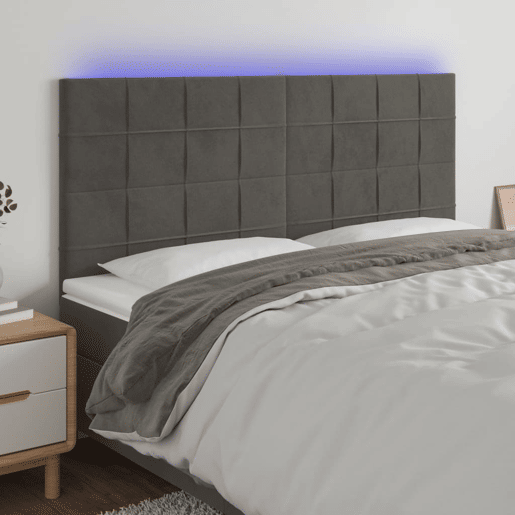 vidaXL Cabeceira de cama c LED veludo 160x5x118128 cm cinza-escuro vidaXL Cabeceira de cama c LED veludo 160x5x118128 cm cinza-escuro