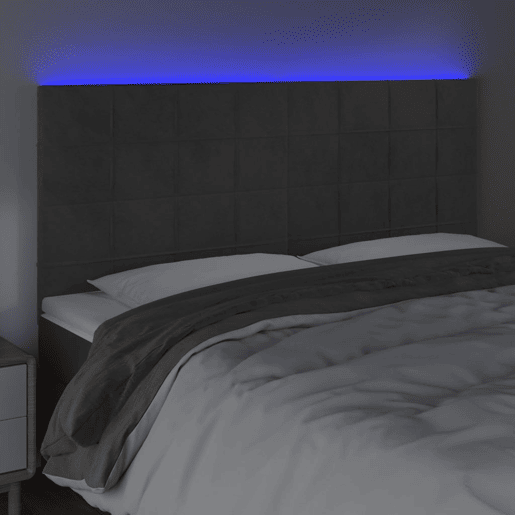 vidaXL Cabeceira de cama c LED veludo 160x5x118128 cm cinza-escuro vidaXL Cabeceira de cama c LED veludo 160x5x118128 cm cinza-escuro