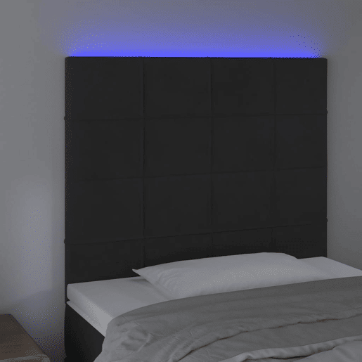 vidaXL Cabeceira cama c LED veludo 80x5x118128 cm preto vidaXL Cabeceira cama c LED veludo 80x5x118128 cm preto