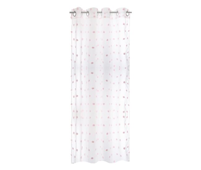 Well home - cortina infantil pompones blanca y rosa