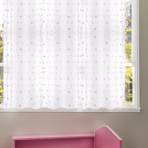 WELL HOME - Cortina infantil Pompons branca e rosa