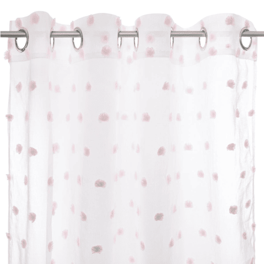 WELL HOME - Cortina infantil Pompons branca e rosa