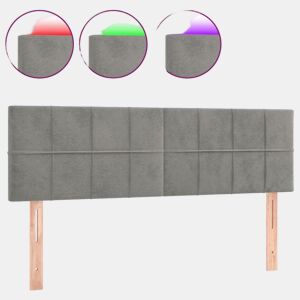 vidaXL Cabeceira de cama cluzes LED veludo 144x5x7888 cm cinza-claro