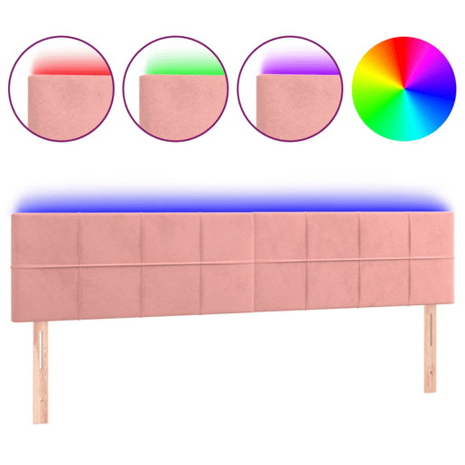 vidaXL Cabeceira de cama c luzes LED veludo 160x5x7888 cm rosa