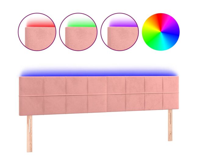 Vidaxl cabecero con led de terciopelo rosa 160x5x78/88 cm
