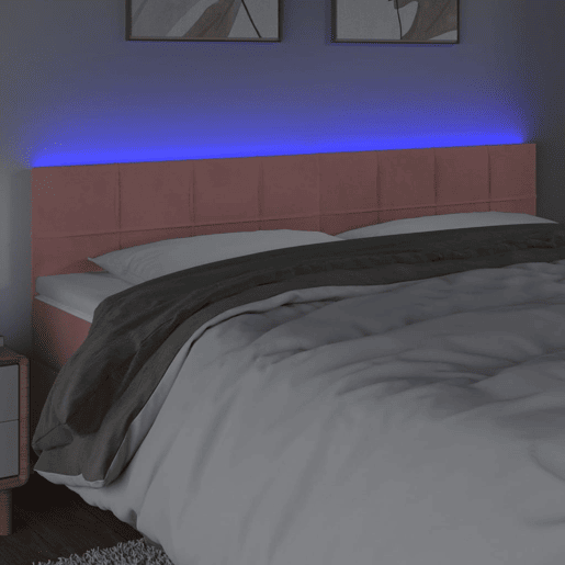 vidaXL Cabeceira de cama c luzes LED veludo 160x5x7888 cm rosa