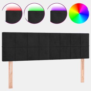 vidaXL Cabeceira de cama c luzes LED veludo 144x5x7888 cm preto