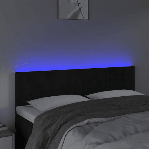 vidaXL Cabeceira de cama c luzes LED veludo 144x5x7888 cm preto vidaXL Cabeceira de cama c luzes LED veludo 144x5x7888 cm preto