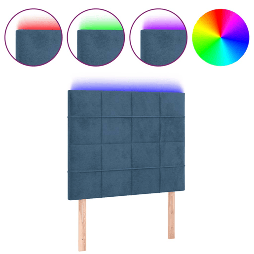 vidaXL Cabeceira cama c luzes LED veludo 80x5x118128cm azul-escuro vidaXL Cabeceira cama c luzes LED veludo 80x5x118128cm azul-escuro