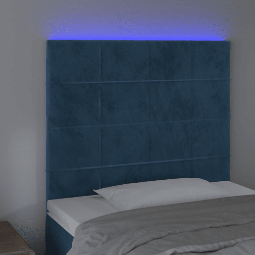 vidaXL Cabeceira cama c luzes LED veludo 80x5x118128cm azul-escuro vidaXL Cabeceira cama c luzes LED veludo 80x5x118128cm azul-escuro