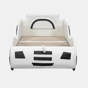 Cama de carro - Cama de rodízio em pele sintética 90x200 cm com estrado de molas - Branco