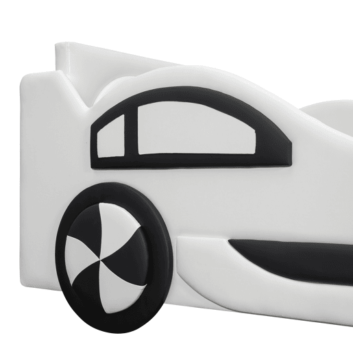 Cama de carro - Cama de rodízio em pele sintética 90x200 cm com estrado de molas - Branco