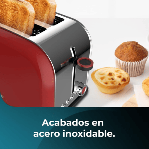 Torradeira vertical de aço com dupla rahura curta, 850 W de potência e suporte para pãezinhos