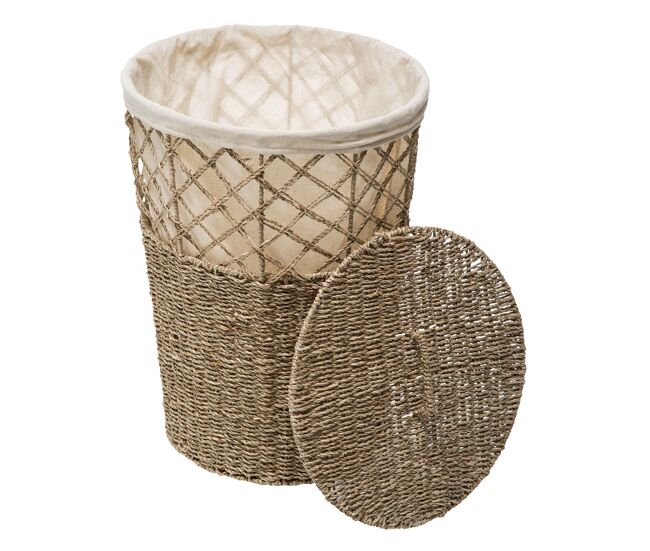 Well home - cesta de mimbre con tapa beige