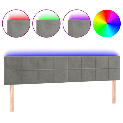 vidaXL Cabeceira de cama cluzes LED veludo 160x5x7888 cm cinza-claro vidaXL Cabeceira de cama cluzes LED veludo 160x5x7888 cm cinza-claro