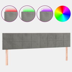vidaXL Cabeceira de cama cluzes LED veludo 160x5x7888 cm cinza-claro