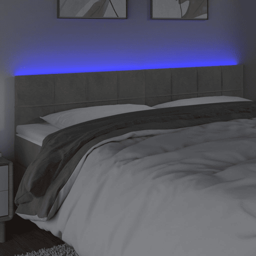 vidaXL Cabeceira de cama cluzes LED veludo 160x5x7888 cm cinza-claro vidaXL Cabeceira de cama cluzes LED veludo 160x5x7888 cm cinza-claro