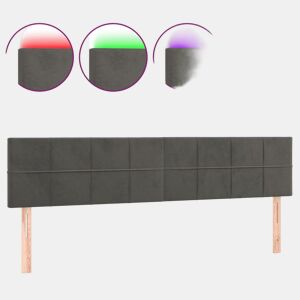 vidaXL Cabeceira de cama cluzes LED veludo 180x5x7888cm cinza-escuro