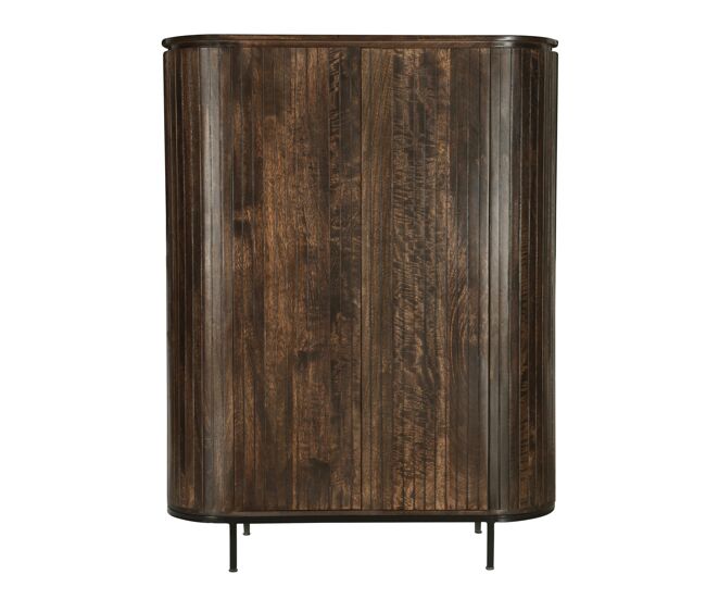 Aparador alto de 115 cm en madera maciza marrón