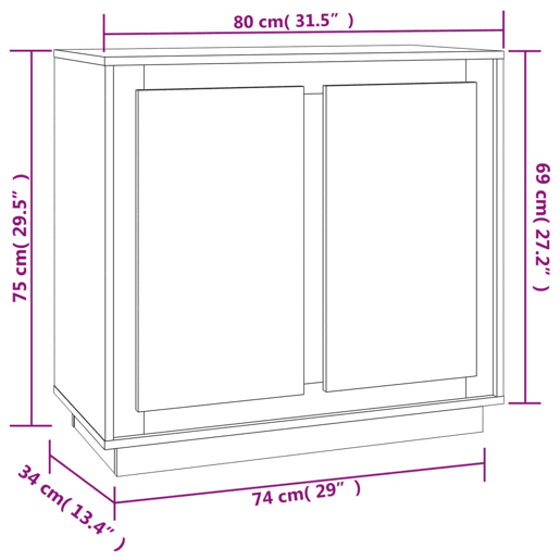 vidaXL Aparador 80x34x75 cm derivados de madeira cinzento sonoma
