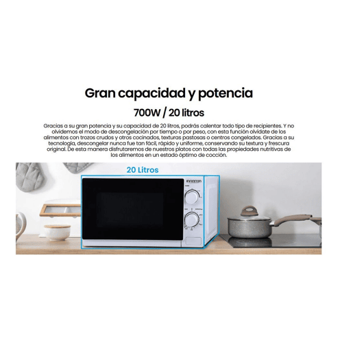 Micro-ondas INFINITON MW-0115, 20 litros, 700 W, descongelação, Blanco