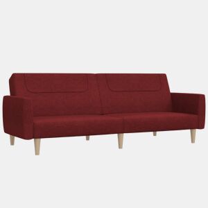 vidaXL Sofá-cama de 2 lugares tecido vermelho tinto