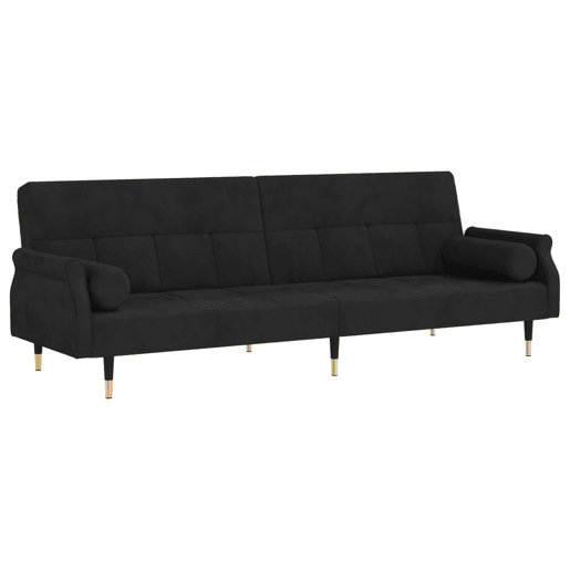 vidaXL Sofá-cama com almofadões veludo preto vidaXL Sofá-cama com almofadões veludo preto