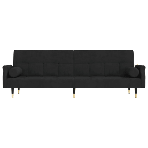 vidaXL Sofá-cama com almofadões veludo preto vidaXL Sofá-cama com almofadões veludo preto
