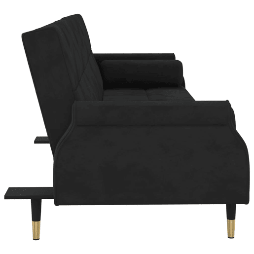 vidaXL Sofá-cama com almofadões veludo preto vidaXL Sofá-cama com almofadões veludo preto