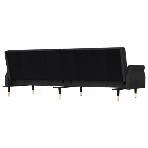 vidaXL Sofá-cama com almofadões veludo preto vidaXL Sofá-cama com almofadões veludo preto