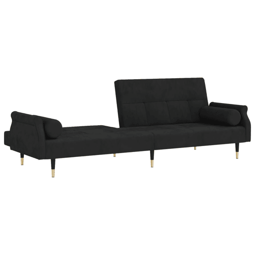 vidaXL Sofá-cama com almofadões veludo preto vidaXL Sofá-cama com almofadões veludo preto