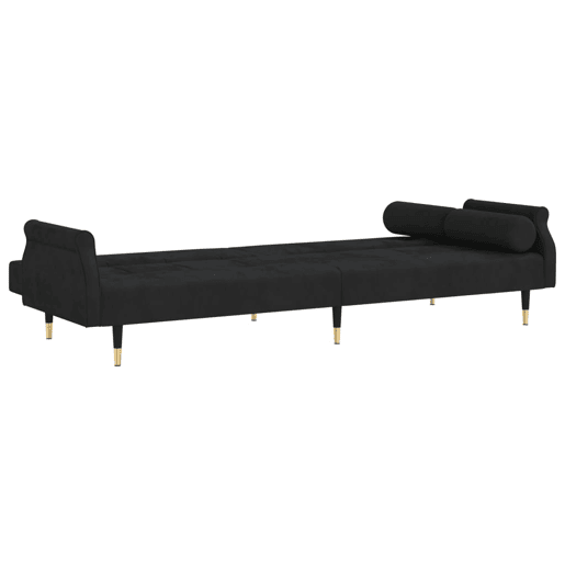 vidaXL Sofá-cama com almofadões veludo preto vidaXL Sofá-cama com almofadões veludo preto