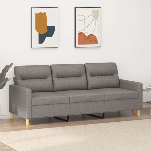 vidaXL Sofá de 3 lugares tecido 180 cm cinzento-acastanhado