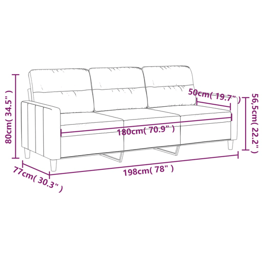 vidaXL Sofá de 3 lugares tecido 180 cm cinzento-acastanhado