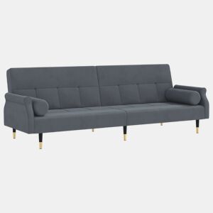 vidaXL Sofá-cama com almofadões veludo cinzento-escuro