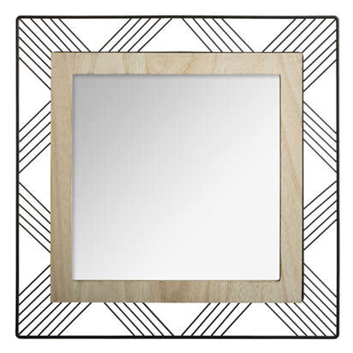 Well home - espejo cuadrado de metal y madera